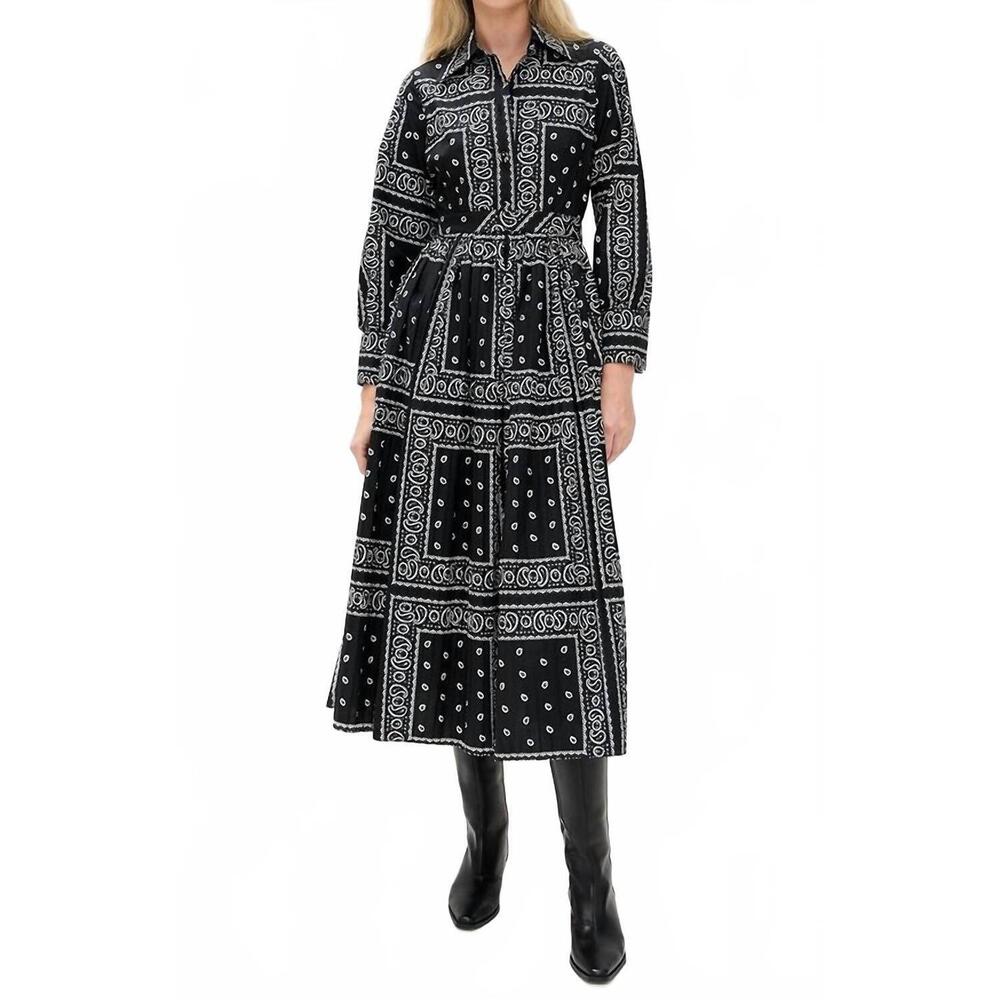 HUNTER BELL Hattie Midi Dress in Aces Wild Black